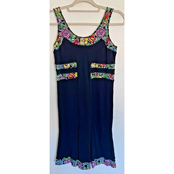 Blumarine I Live Black tropical Silk Rayon Blend Italian Dress Size 44 Medium‎ - Picture 1 of 10